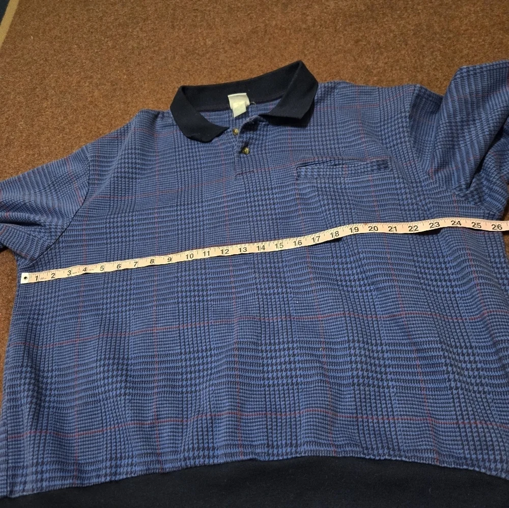 Vintage Casual Joe By Haband Men's 2X Golf Pull Over With 2 Buttons Blue